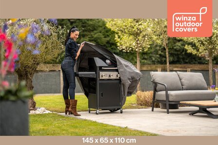 Winza Outdoor Covers - Premium - beschermhoes - BBQ 145 - Afmeting : 145x65x110 cm - BBQhoes - Waterdicht - 2 jaar garantie - Barbecue hoes