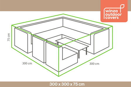 Winza Outdoor Covers - Premium - beschermhoes loungeset 300 cm - Afmeting : 300x300x75 cm - tuinmeubelhoes - loungesethoes - 2 jaar garantie