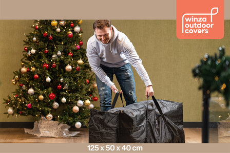 Winza&reg; Opbergtas voor Kunstkerstboom XL 200 CM lang - Deluxe Opbergoplossing met Ritssluiting en Handvaten &ndash; Kleur Antraciet &ndash; Stevige Tas voor Kerstboomopslag