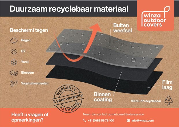 Winza Outdoor Covers - Premium - beschermhoes - BBQ 155 - Afmeting : 155x65x110 cm - BBQhoes - Waterdicht - 2 jaar garantie - Barbecue hoes