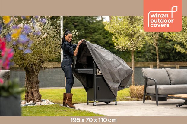 Winza Outdoor Covers - Premium - beschermhoes - BBQ 195 - Afmeting : 195x70x110 cm - BBQhoes - Waterdicht - 2 jaar garantie - Barbecue hoes