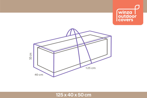Winza Outdoor Covers - Premium Kussentas - tuinkussentas - afmeting 125x40x50 cm - 2 Jaar Garantie - Antraciet- PP - met Handvaten